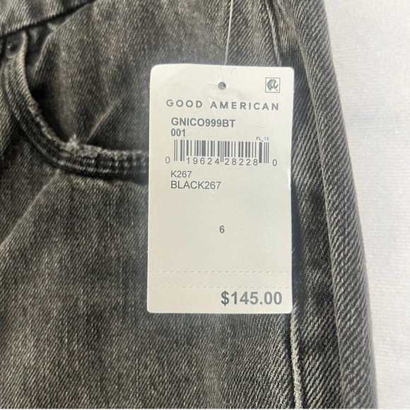 Good American Charcoal Straight Leg Jeans - Picture 3 of 8